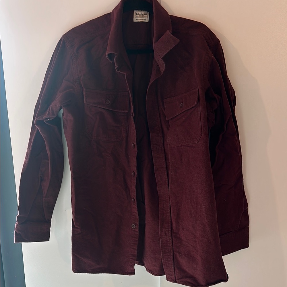 Men's LL Bean Burgundy Button up